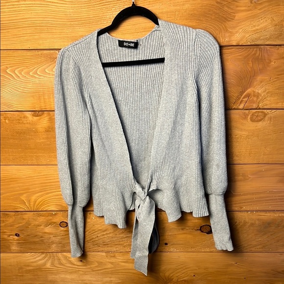 Do+Be Women Sweater Cardigan Small Long Sleeve front tie ribbed oversized casual - Picture 1 of 8